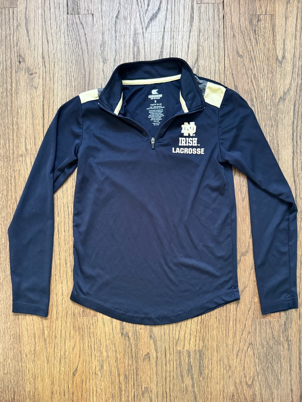 Notre Dame Irish Navy and Cream Kids Quarter-Zip Lacrosse shirt
